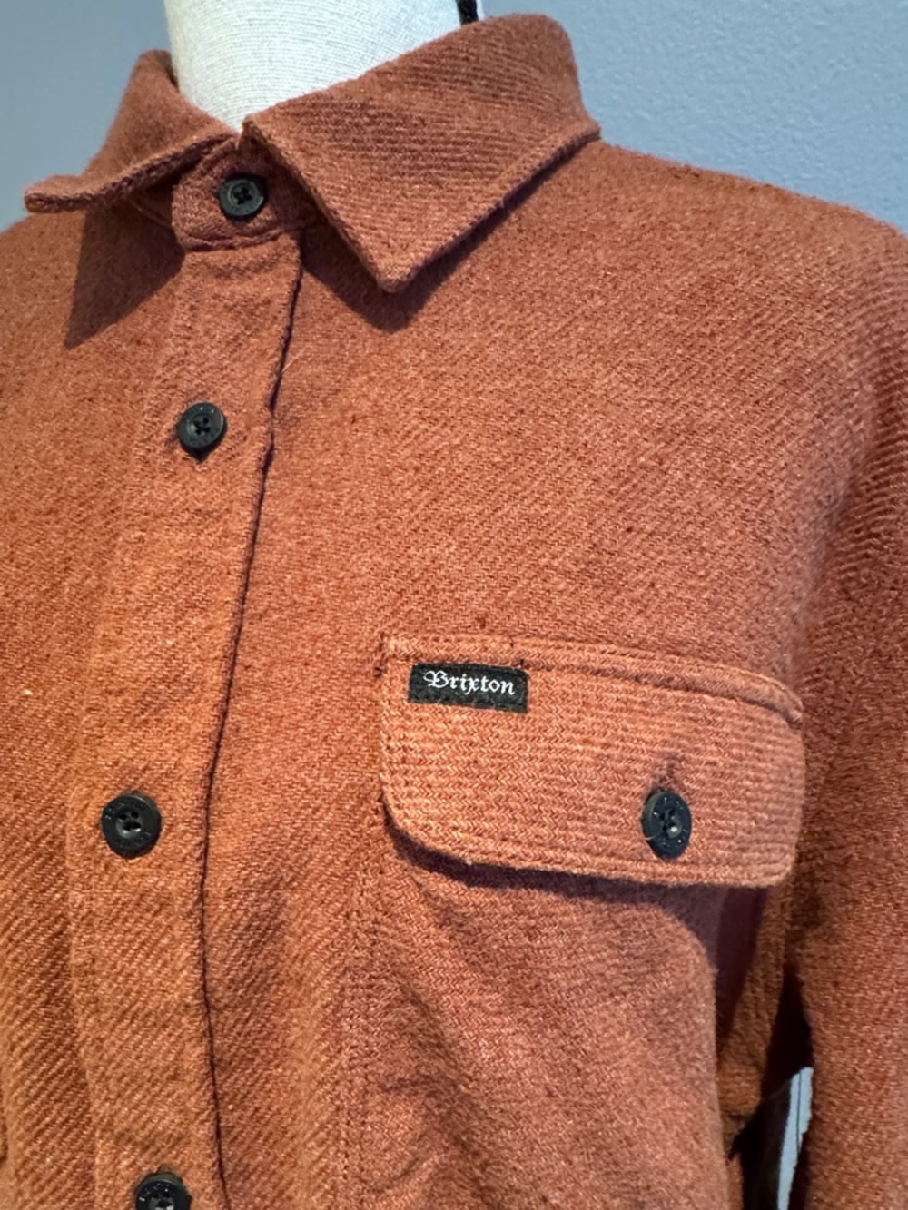 Brixton Rust Orange Button-Front Shacket with Chest Pockets - Picture 8 of 14